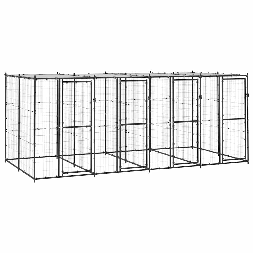 Outdoor Dog Kennel Steel with Roof 9,68 m²