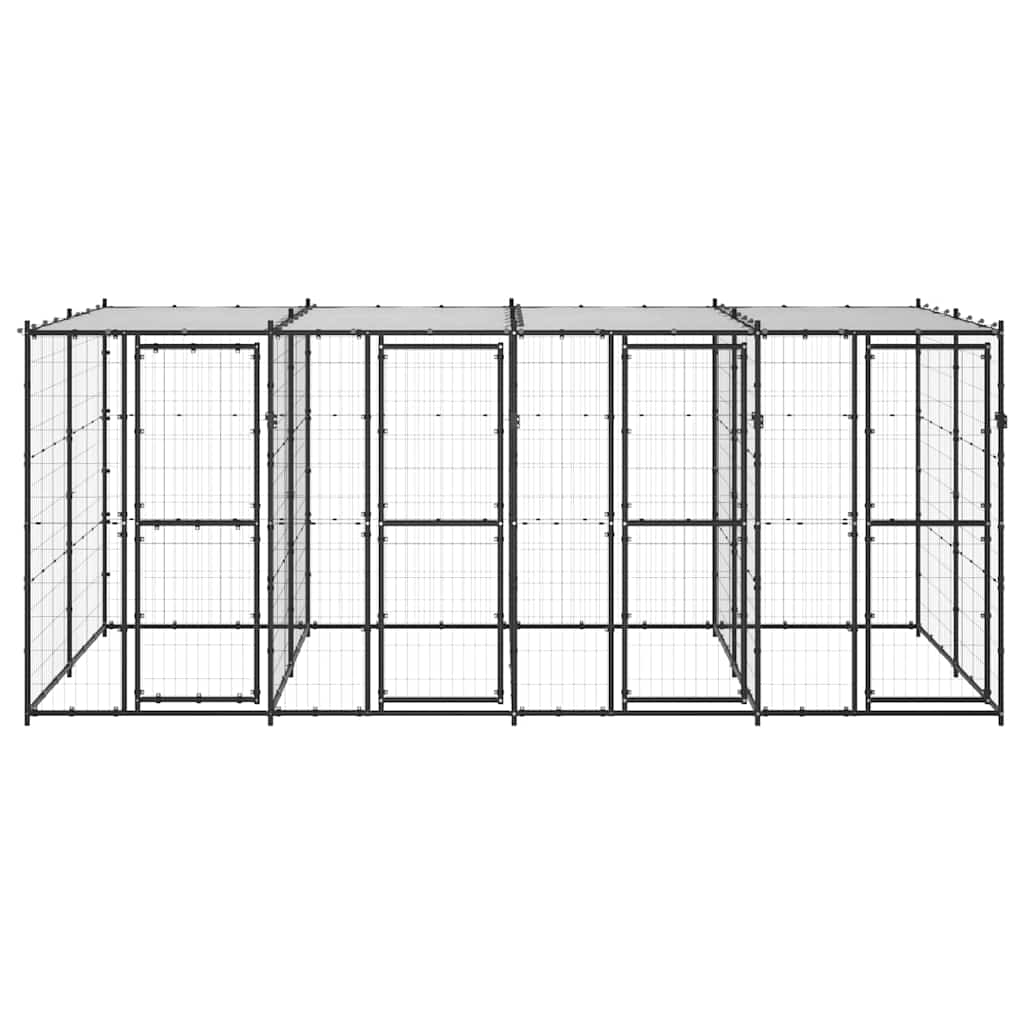 Outdoor Dog Kennel Steel with Roof 9,68 m²