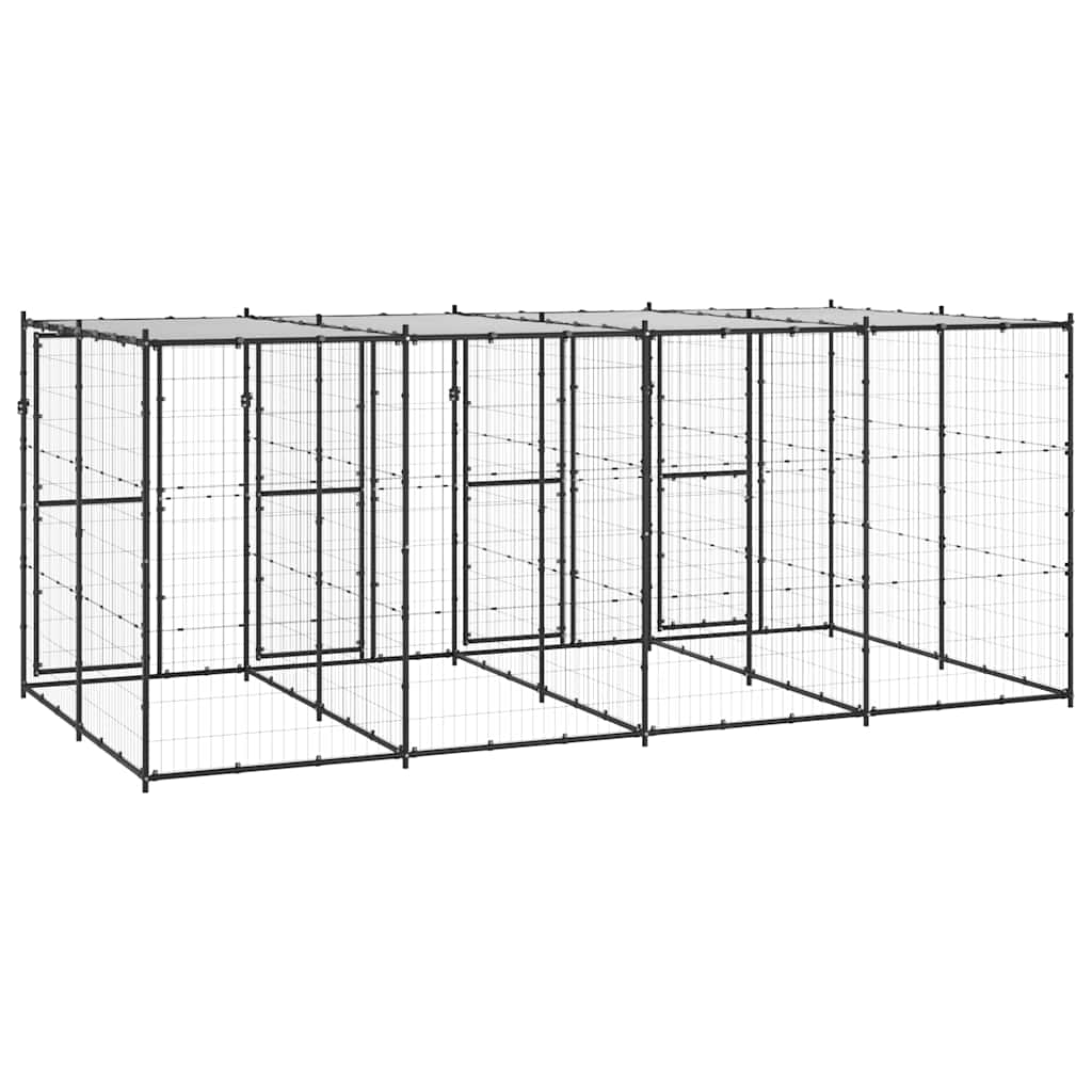 Outdoor Dog Kennel Steel with Roof 9,68 m²