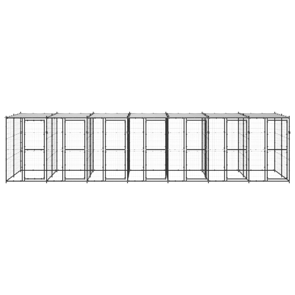 vidaXL Outdoor Dog Kennel Steel with Roof 16.94 m²