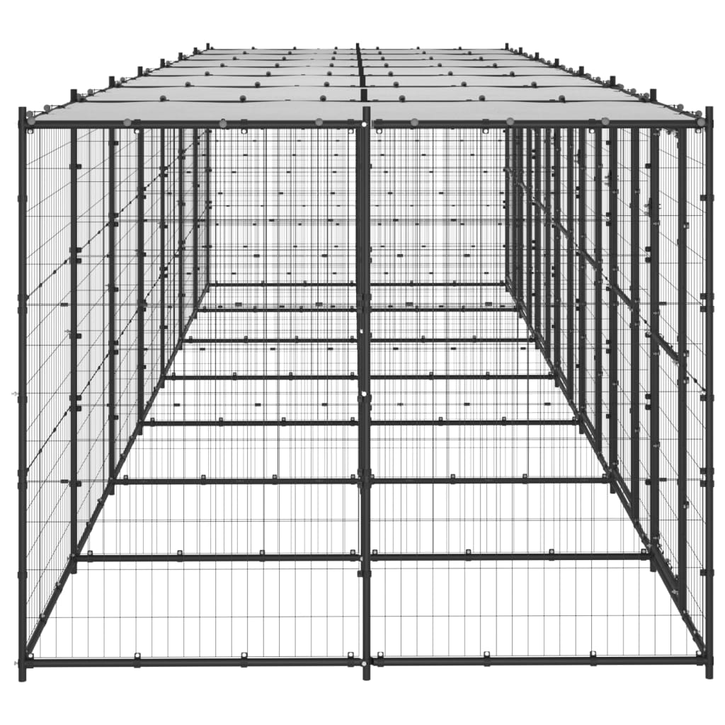 vidaXL Outdoor Dog Kennel Steel with Roof 16.94 m²