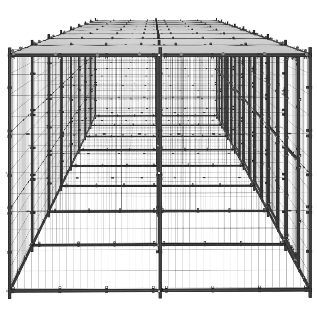 vidaXL Outdoor Dog Kennel Steel with Roof 19.36 m²