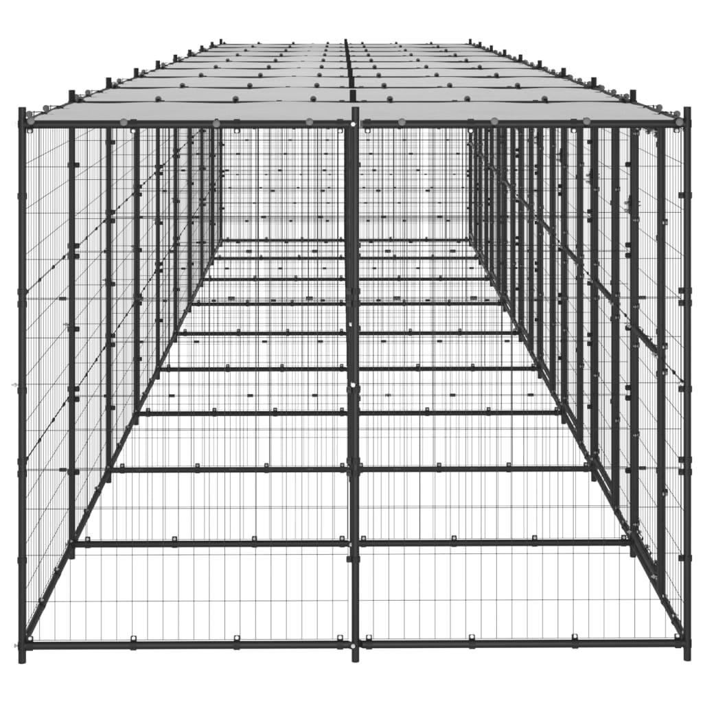 vidaXL Outdoor Dog Kennel Steel with Roof 21.78 m²