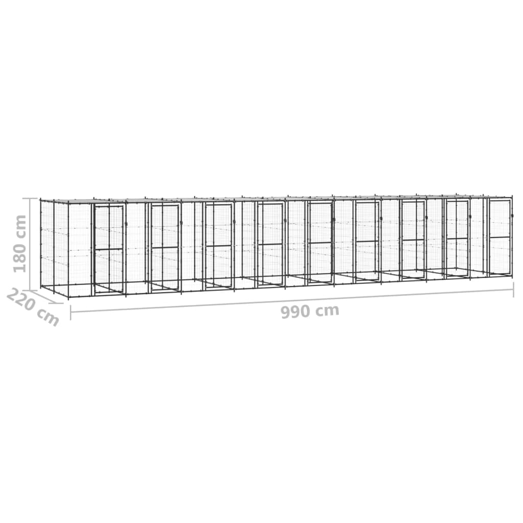 vidaXL Outdoor Dog Kennel Steel with Roof 21.78 m²