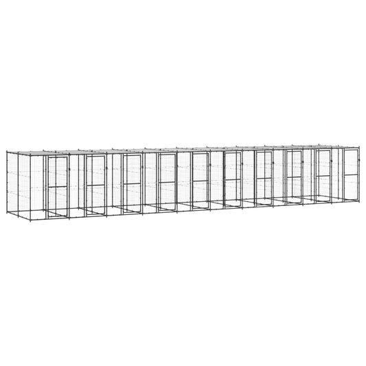 Outdoor Dog Kennel Steel with Roof 24.2 m²