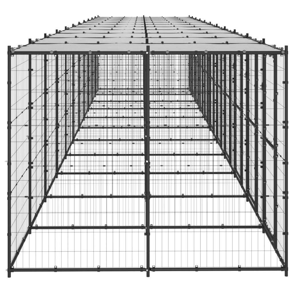 Outdoor Dog Kennel Steel with Roof 26.62 m²