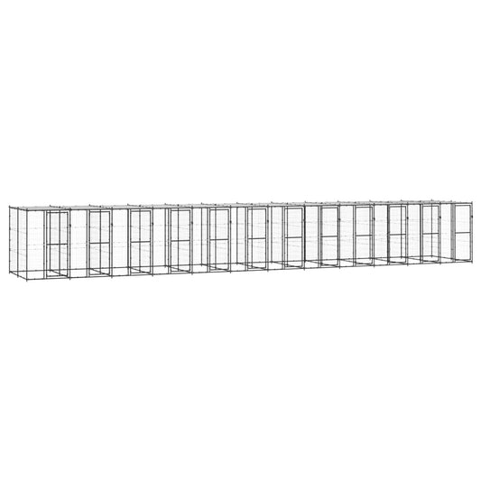 Outdoor Dog Kennel Steel with Roof 29.04 m²