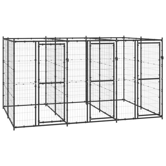 vidaXL Outdoor Dog Kennel Steel 7.26 m²