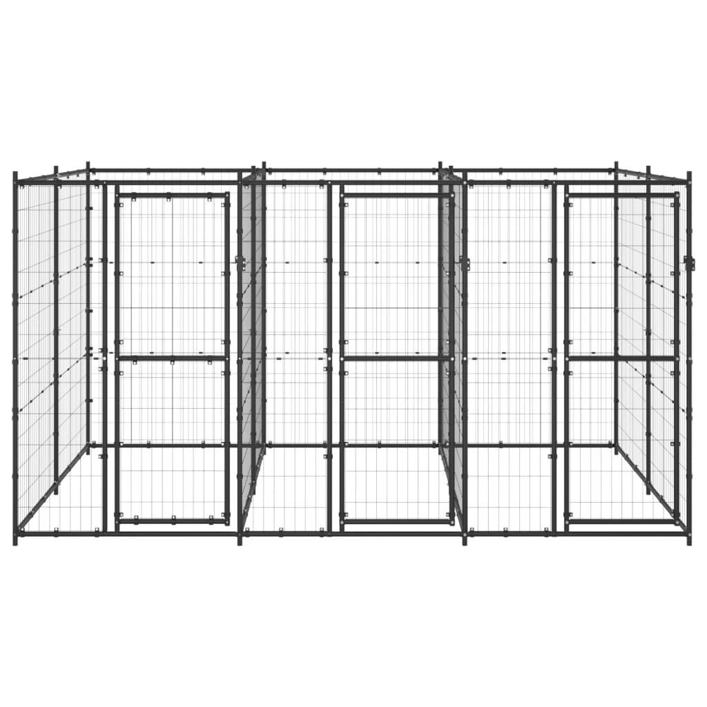 vidaXL Outdoor Dog Kennel Steel 7.26 m²