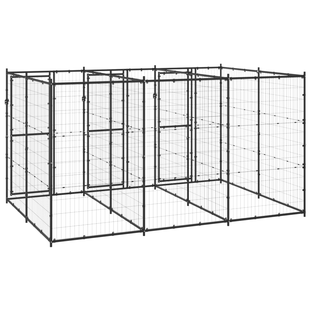 vidaXL Outdoor Dog Kennel Steel 7.26 m²