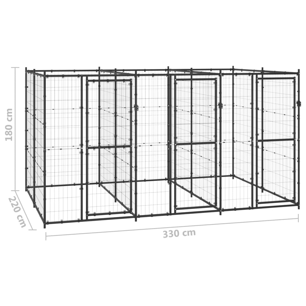 vidaXL Outdoor Dog Kennel Steel 7.26 m²