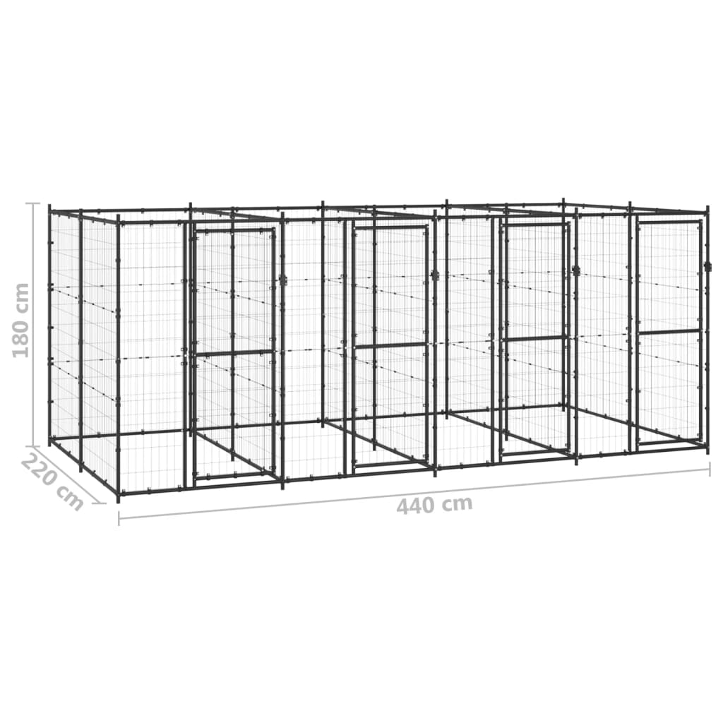 Outdoor Dog Kennel Steel 9.68 m²