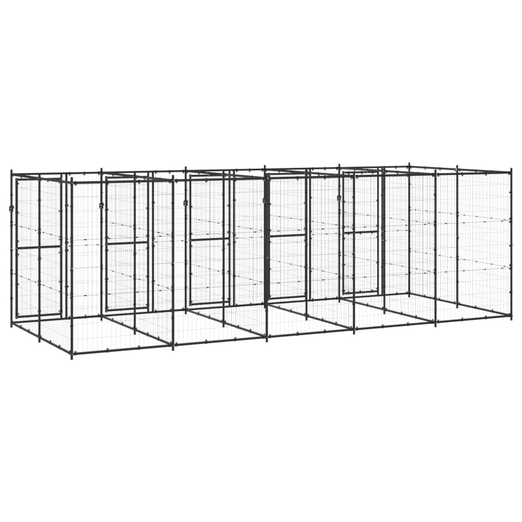 vidaXL Outdoor Dog Kennel Steel 12.1 m²