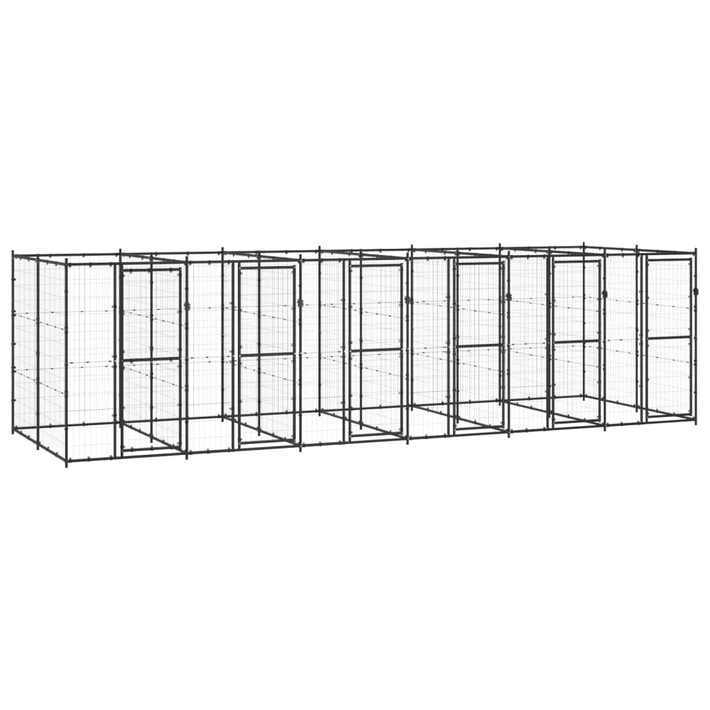 vidaXL Outdoor Dog Kennel Steel 14.52 m²