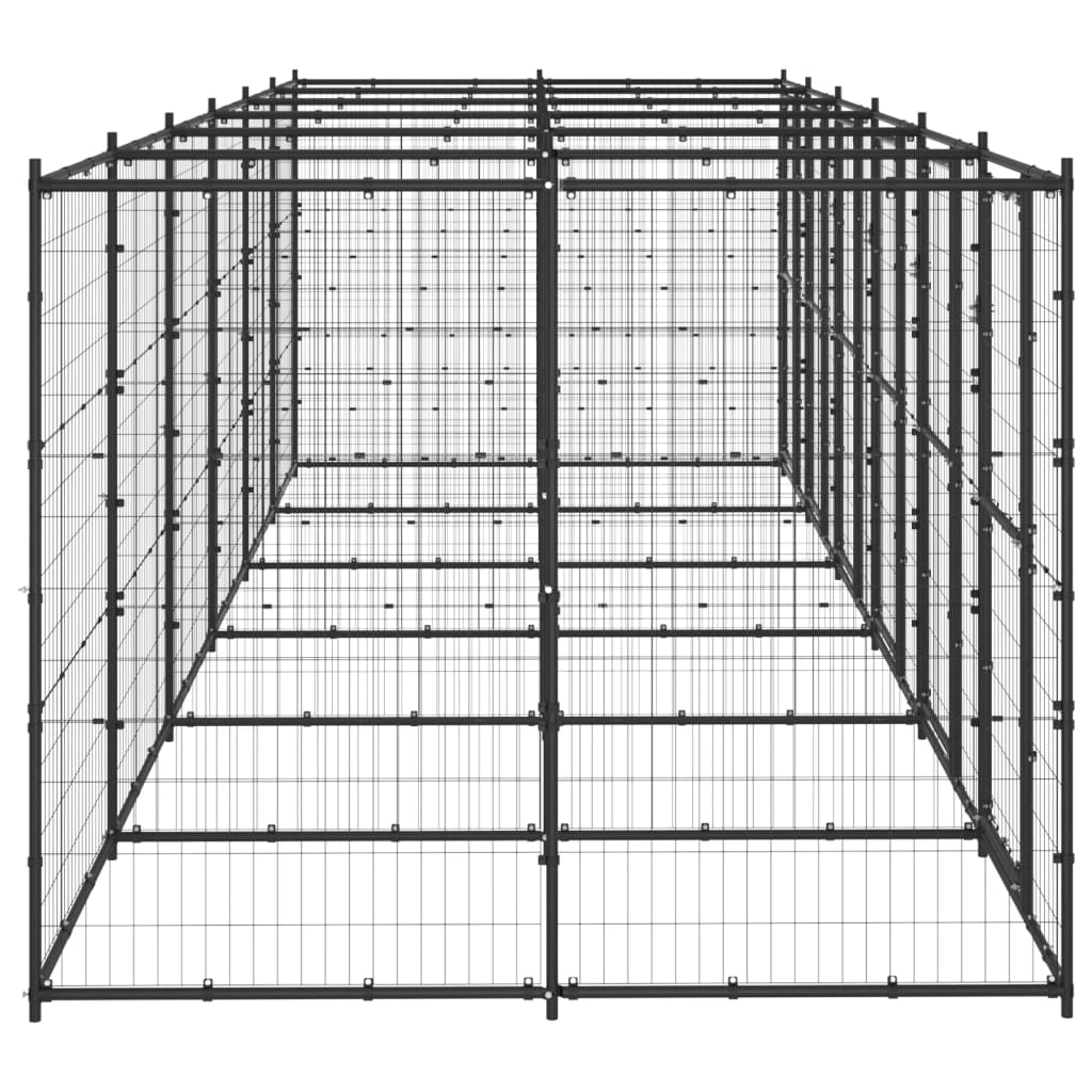 vidaXL Outdoor Dog Kennel Steel 14.52 m²