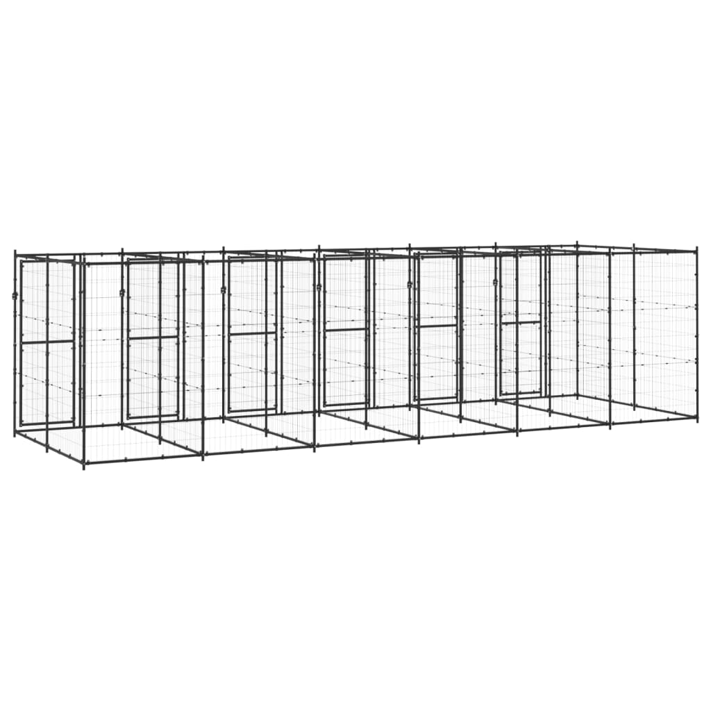 vidaXL Outdoor Dog Kennel Steel 14.52 m²