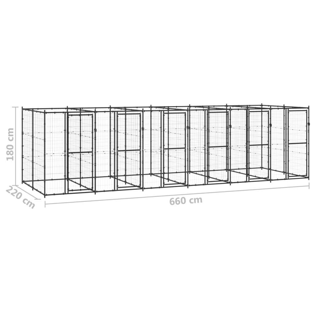 vidaXL Outdoor Dog Kennel Steel 14.52 m²