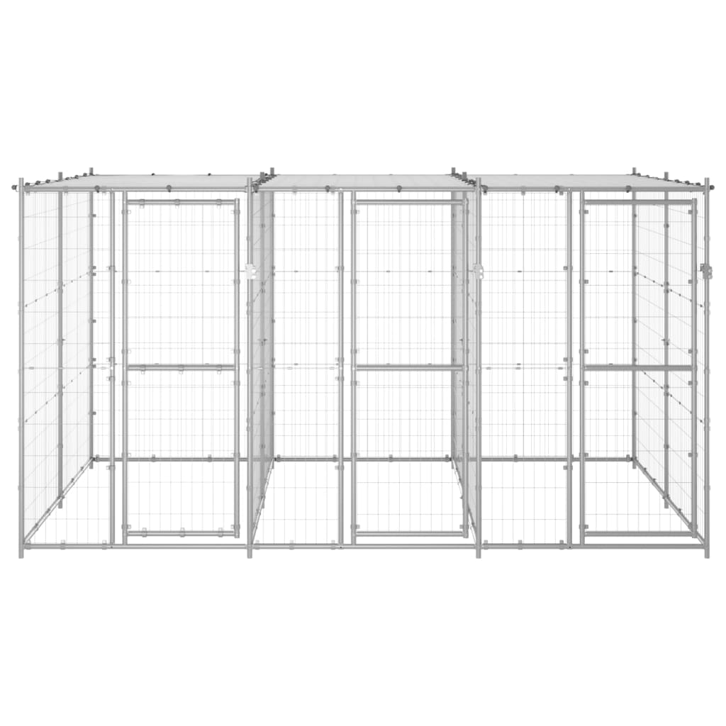 vidaXL Outdoor Dog Kennel Galvanised Steel with Roof 7.26 m²