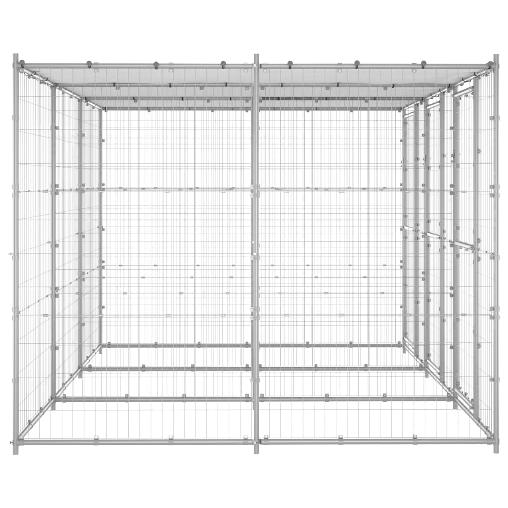 vidaXL Outdoor Dog Kennel Galvanised Steel with Roof 7.26 m²