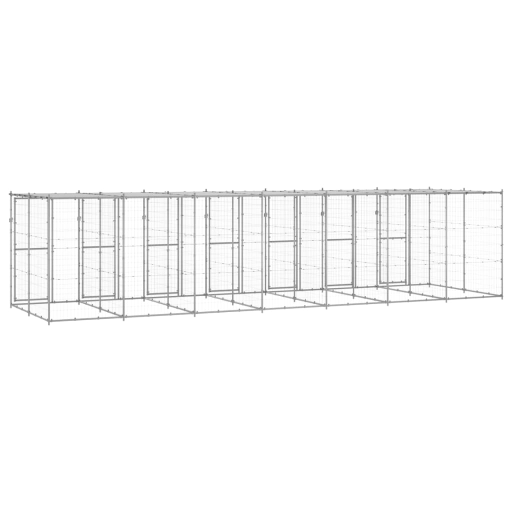 Outdoor Dog Kennel Galvanised Steel with Roof 16.94 m²