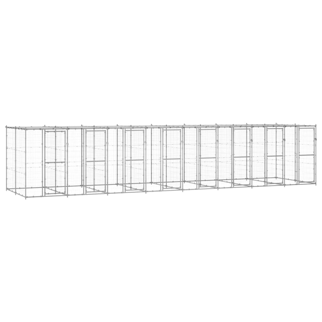 vidaXL Outdoor Dog Kennel Galvanised Steel with Roof 19.36 m²