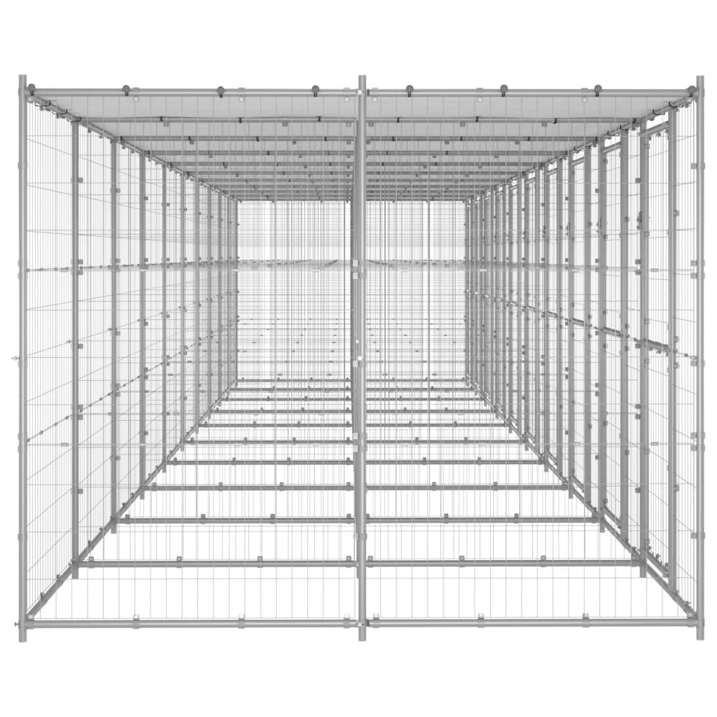 vidaXL Outdoor Dog Kennel Galvanised Steel with Roof 24.2 m²