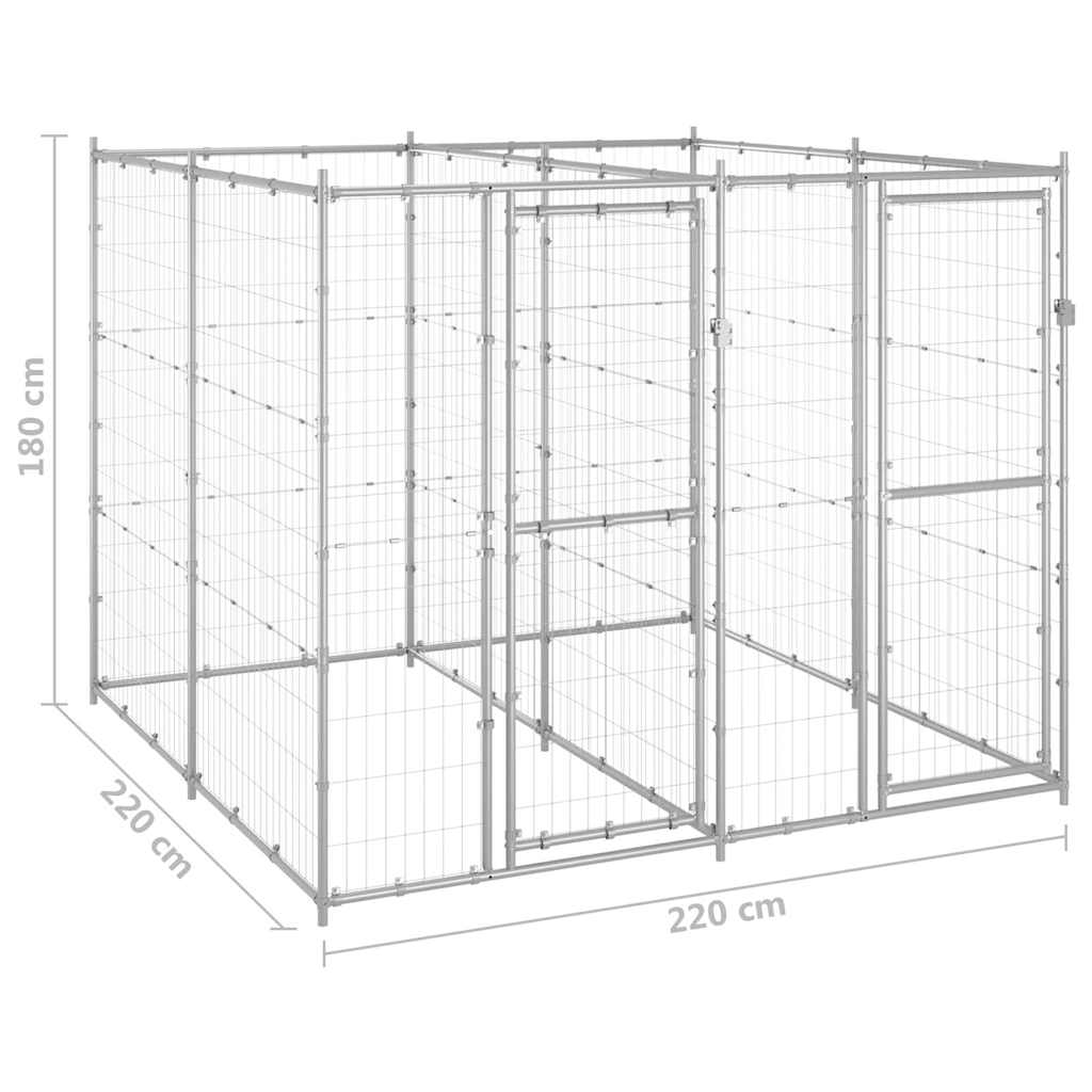 Outdoor Dog Kennel Galvanised Steel 4,84 m²