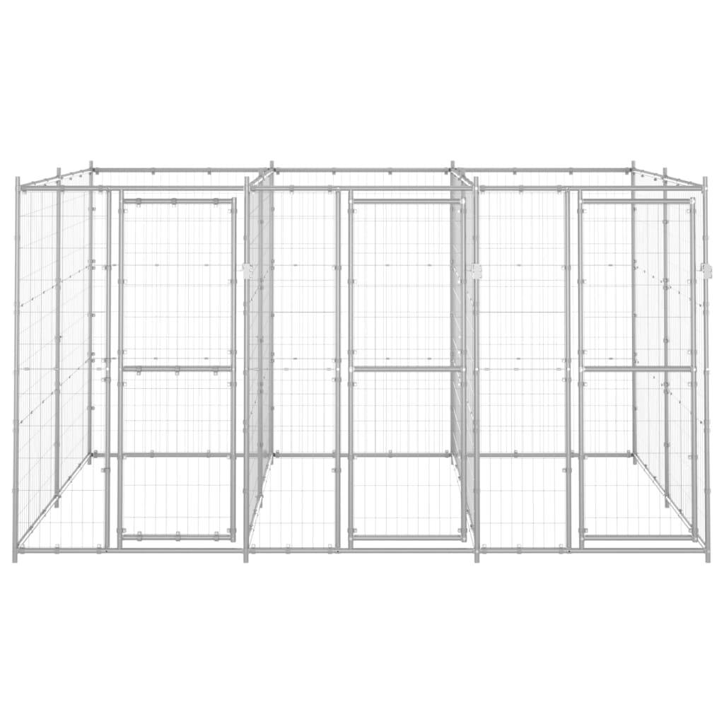 vidaXL Outdoor Dog Kennel Galvanised Steel 7.26 m²