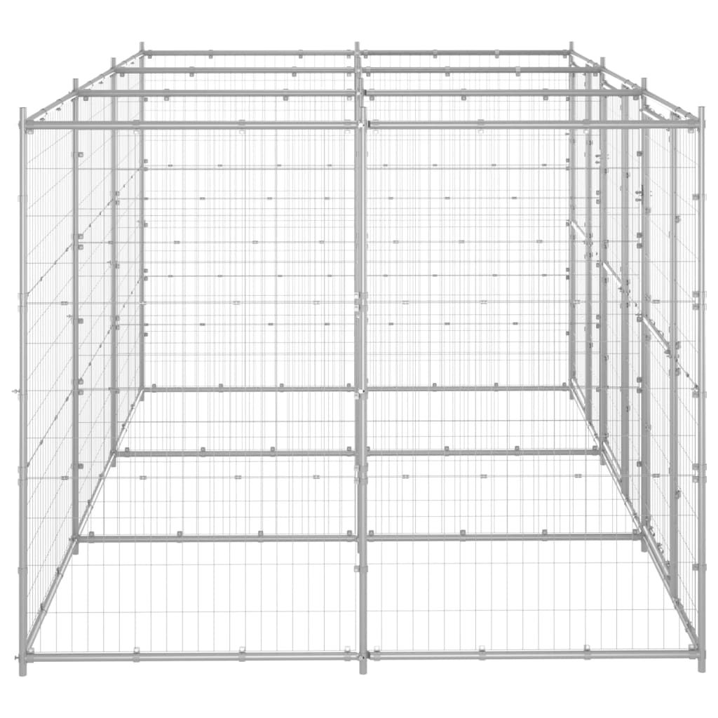 vidaXL Outdoor Dog Kennel Galvanised Steel 7.26 m²