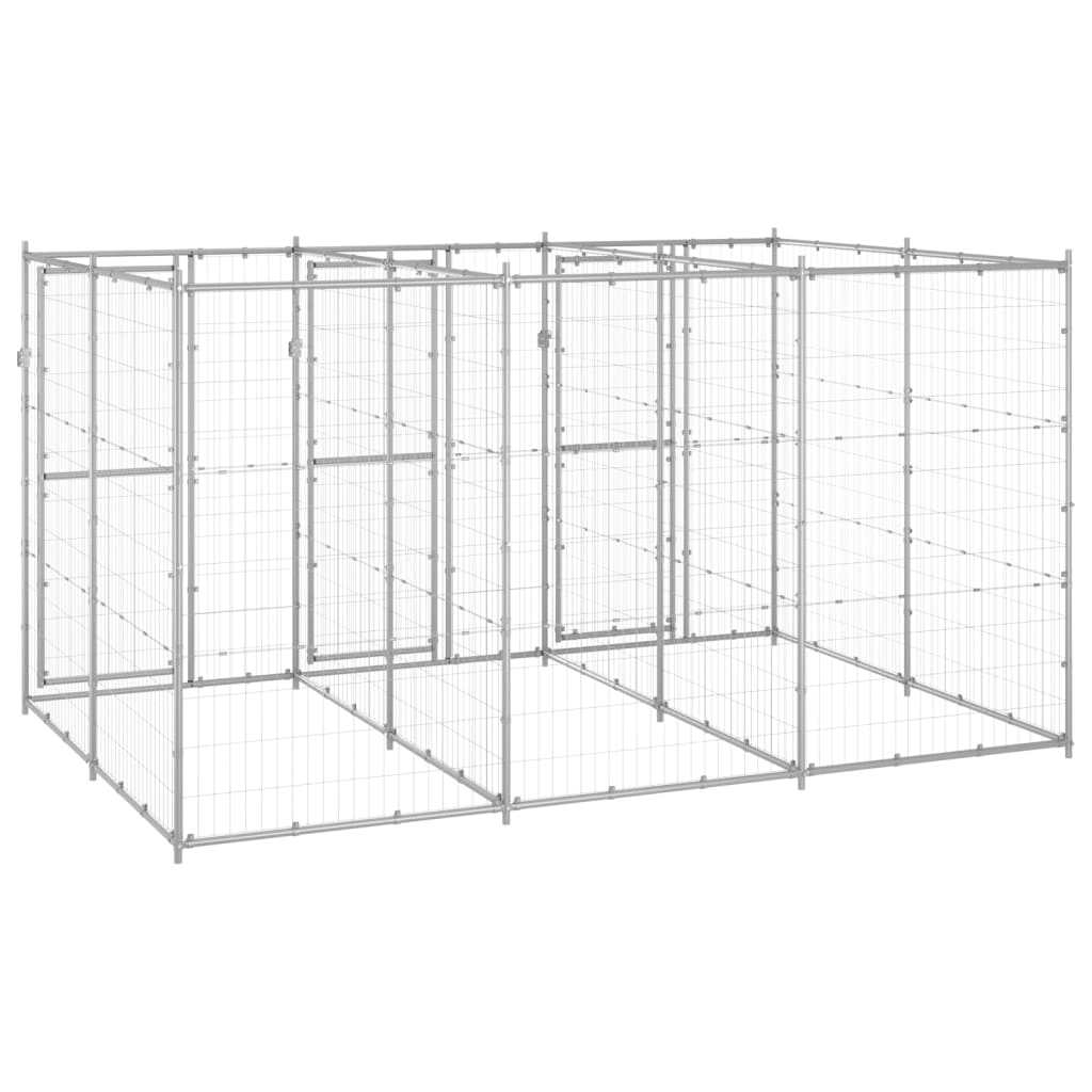 vidaXL Outdoor Dog Kennel Galvanised Steel 7.26 m²