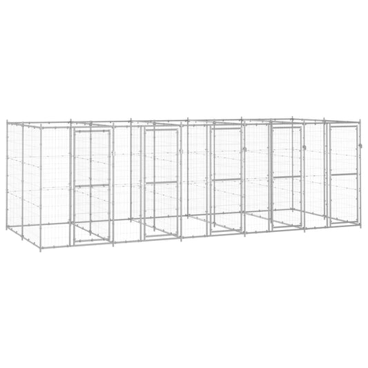 vidaXL Outdoor Dog Kennel Galvanised Steel 12.1 m²