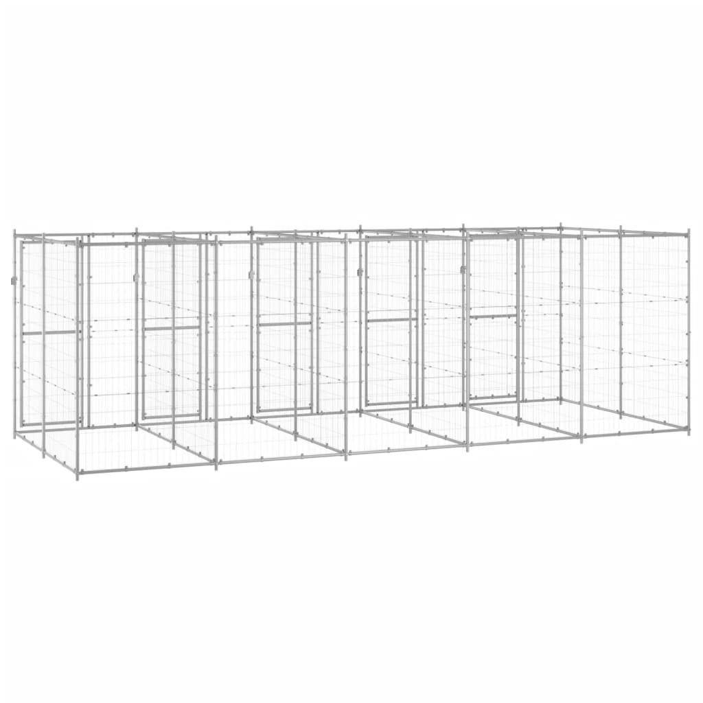 vidaXL Outdoor Dog Kennel Galvanised Steel 12.1 m²