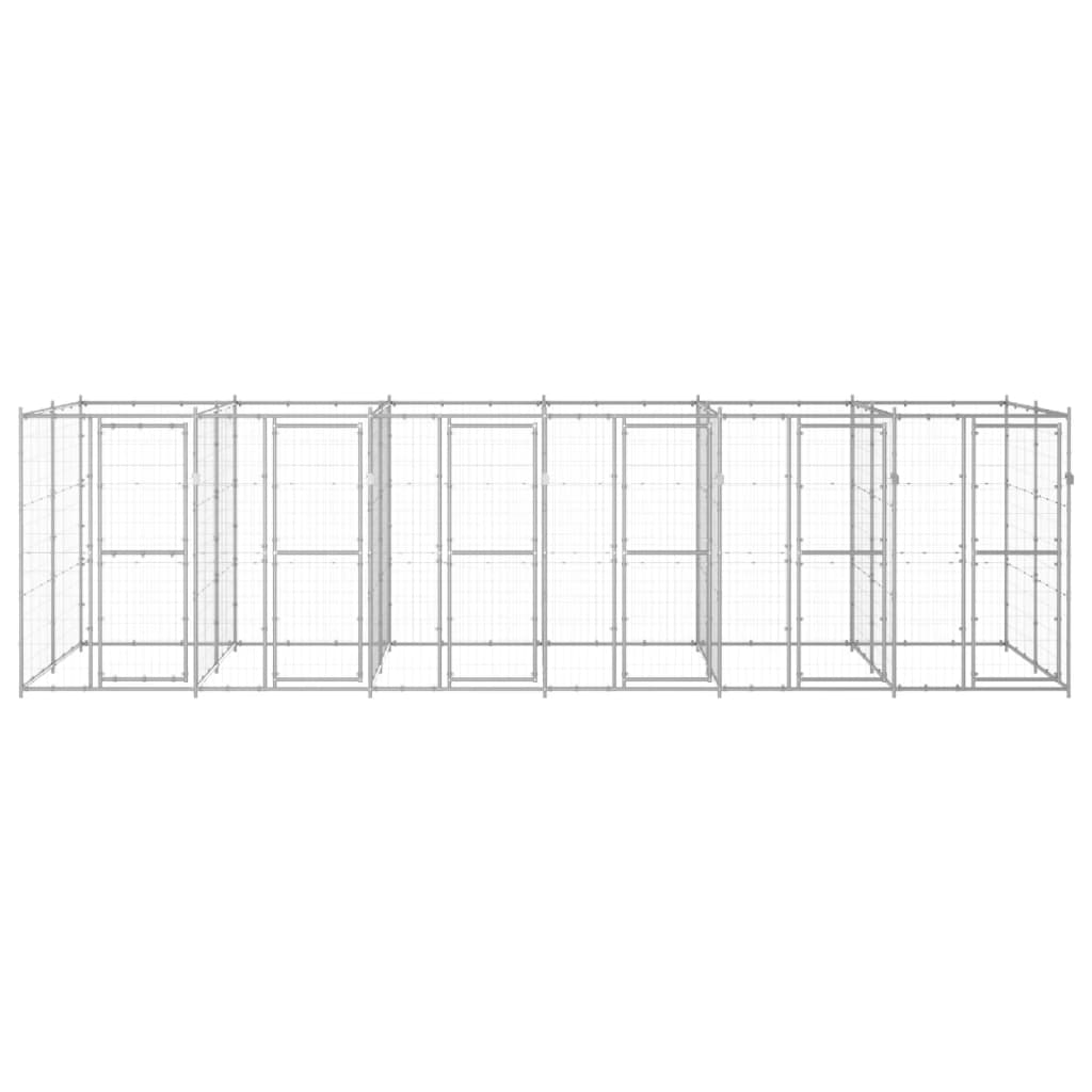 vidaXL Outdoor Dog Kennel Galvanised Steel 14.52 m²