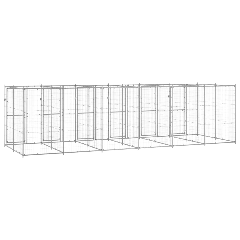 vidaXL Outdoor Dog Kennel Galvanised Steel 14.52 m²