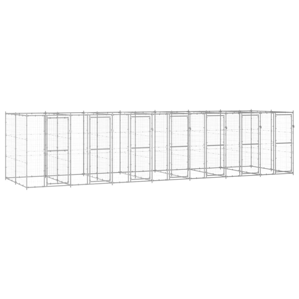 vidaXL Outdoor Dog Kennel Galvanised Steel 16.94 m²