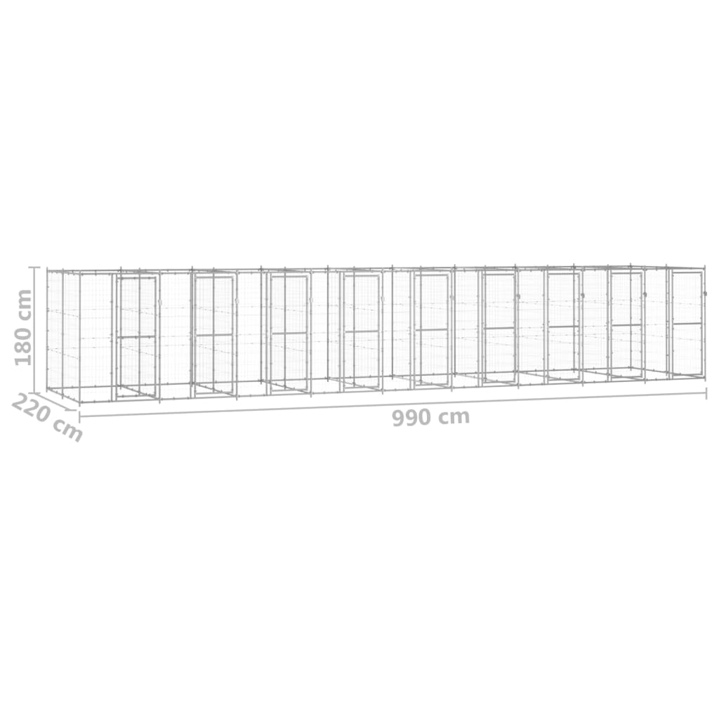 vidaXL Outdoor Dog Kennel Galvanised Steel 21.78 m²