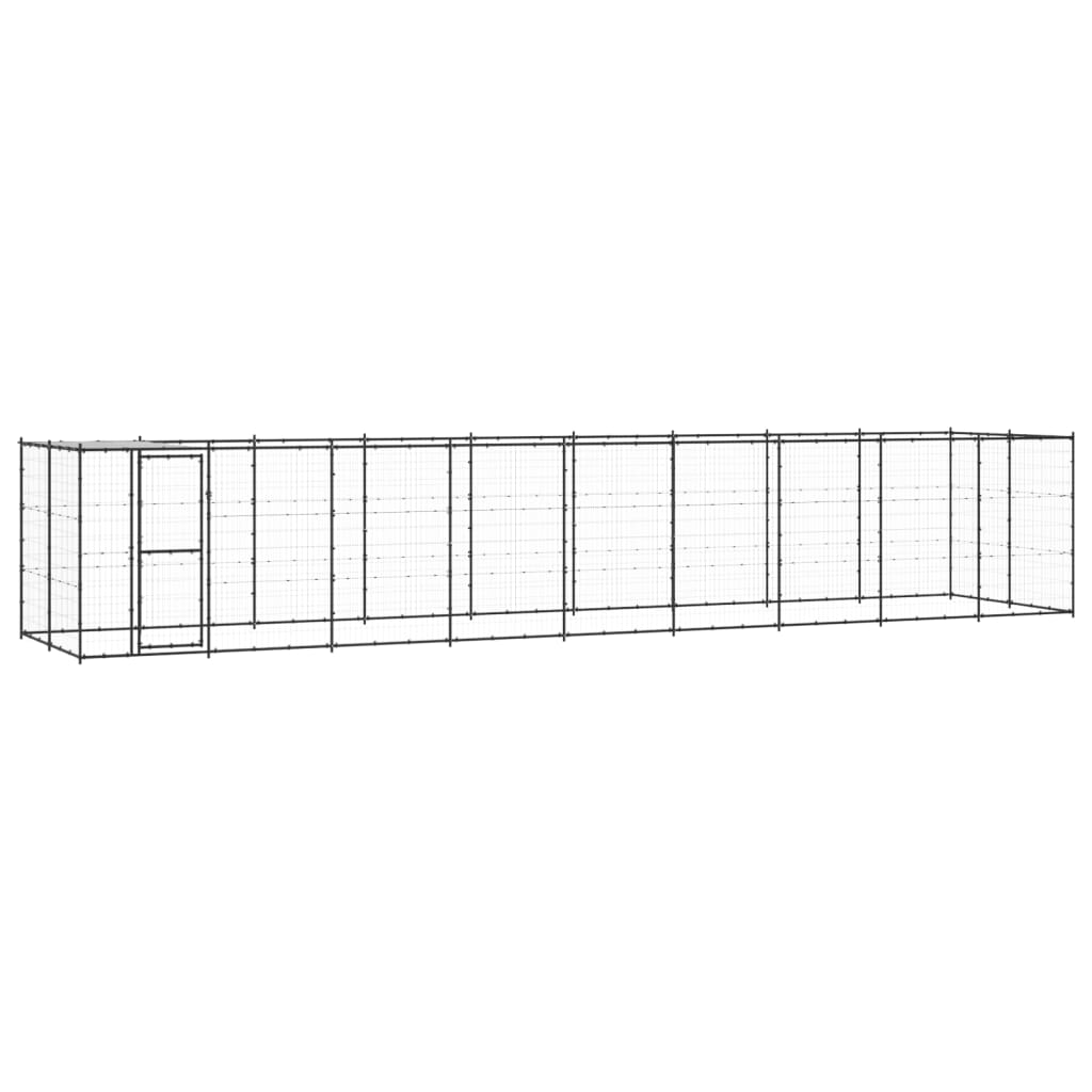 vidaXL Outdoor Dog Kennel Steel with Roof 21.78 m²