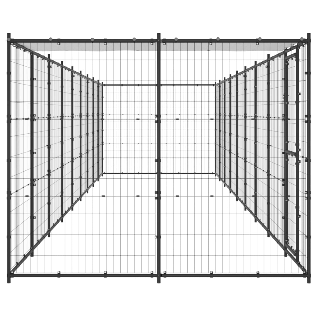 vidaXL Outdoor Dog Kennel Steel with Roof 21.78 m²