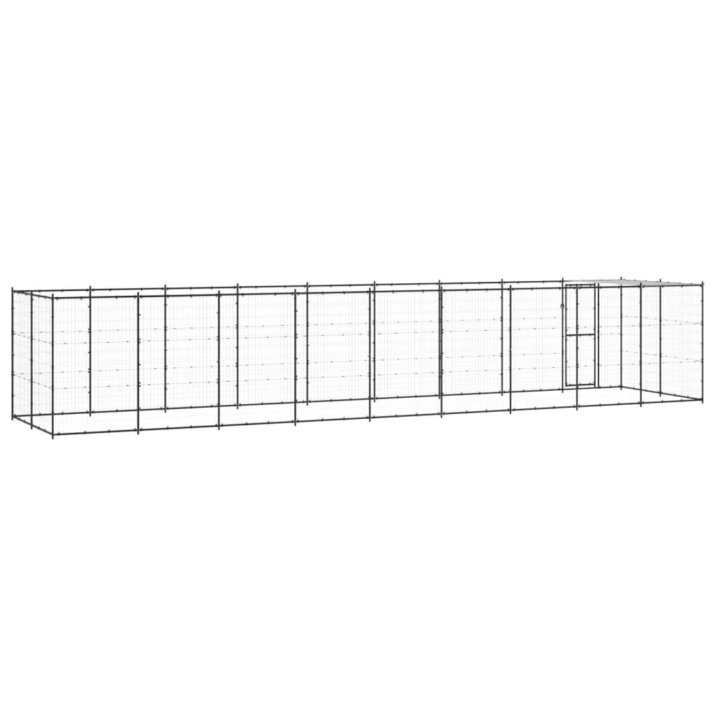 vidaXL Outdoor Dog Kennel Steel with Roof 21.78 m²