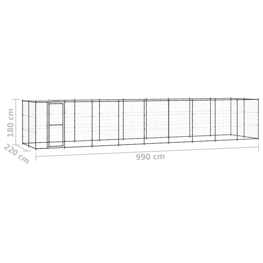 vidaXL Outdoor Dog Kennel Steel with Roof 21.78 m²