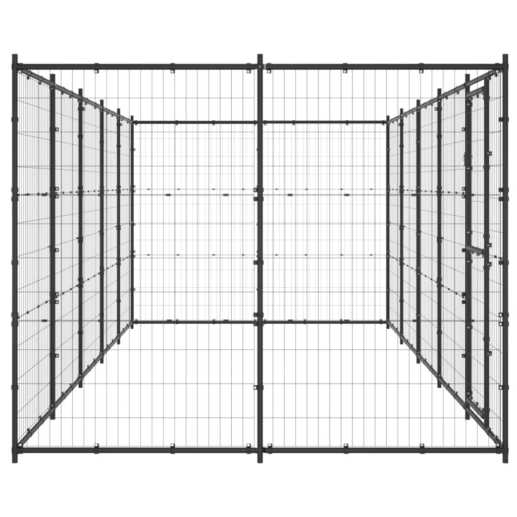 vidaXL Outdoor Dog Kennel Steel 12.1 m²