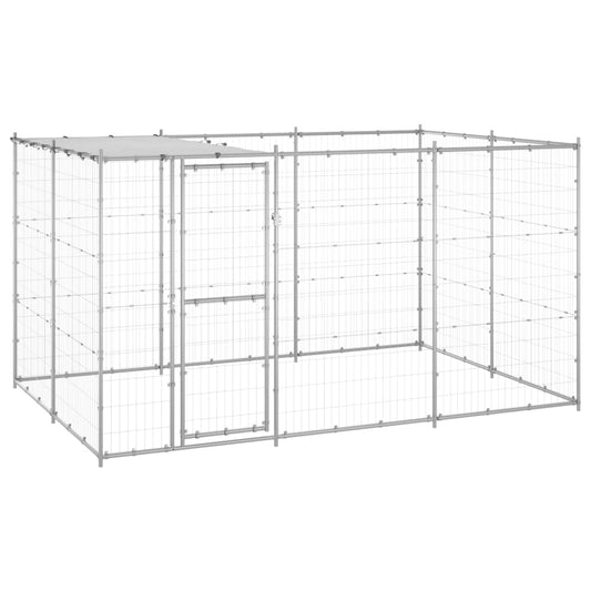 Outdoor Dog Kennel Galvanised Steel with Roof 7.26 m²