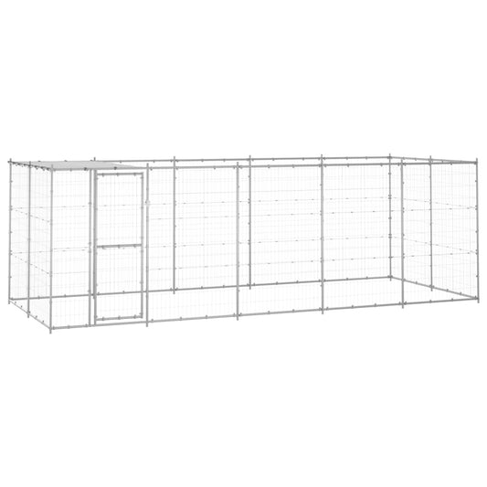 Outdoor Dog Kennel Galvanised Steel with Roof 12.1 m²