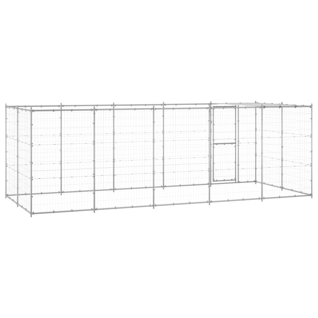 Outdoor Dog Kennel Galvanised Steel with Roof 12.1 m²