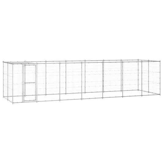 vidaXL Outdoor Dog Kennel Galvanised Steel with Roof 16.94 m²