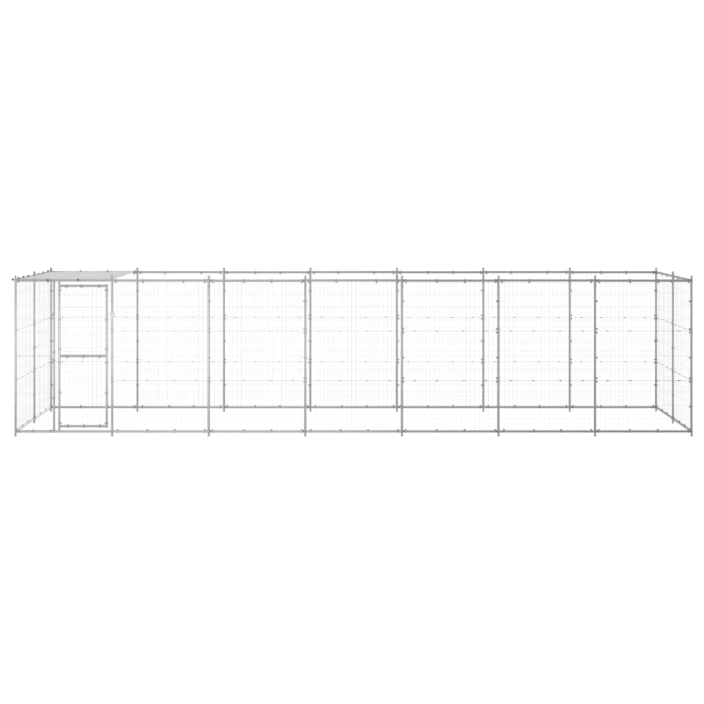 vidaXL Outdoor Dog Kennel Galvanised Steel with Roof 16.94 m²