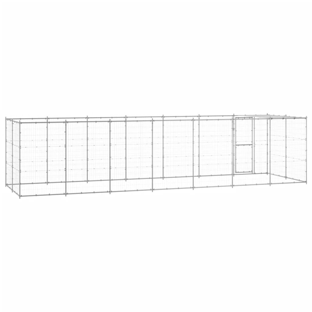 vidaXL Outdoor Dog Kennel Galvanised Steel with Roof 16.94 m²