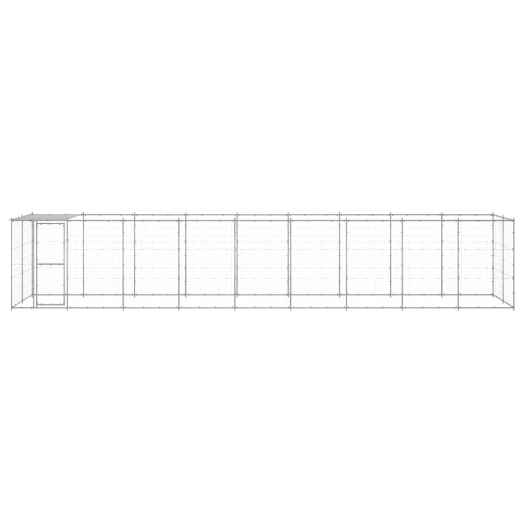 vidaXL Outdoor Dog Kennel Galvanised Steel with Roof 21.78 m²