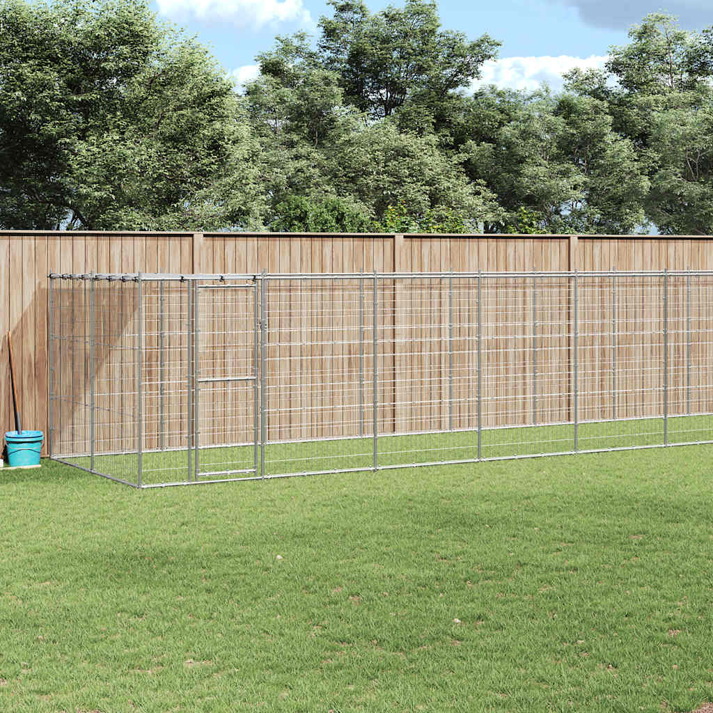 Outdoor Dog Kennel Galvanised Steel with Roof 21.78 m²