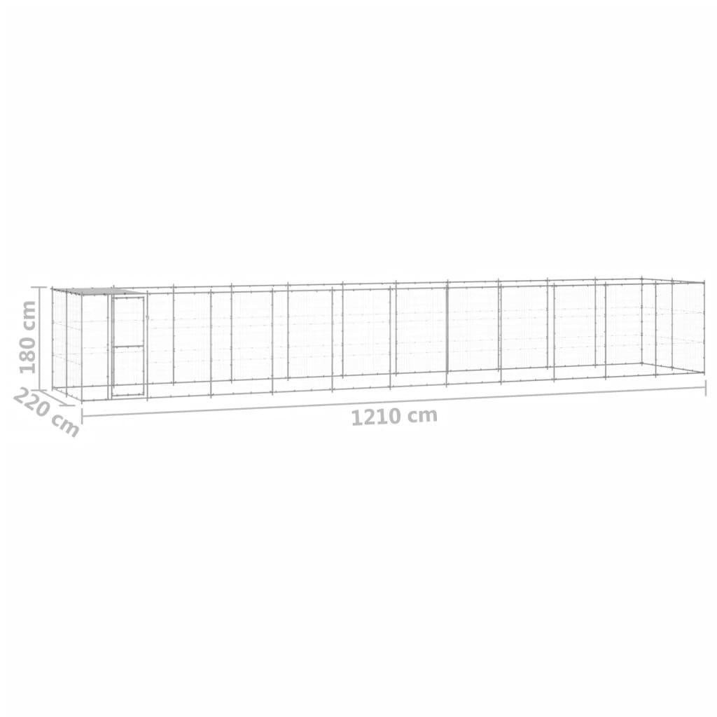 vidaXL Outdoor Dog Kennel Galvanised Steel with Roof 26.62 m²